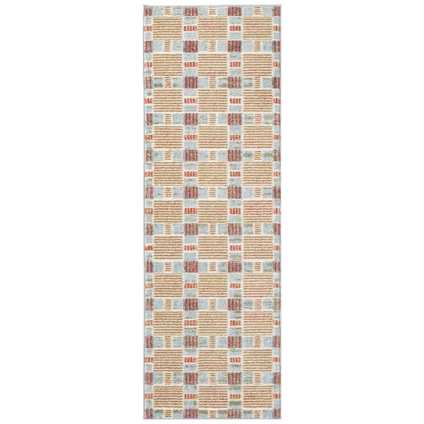 Nourison Nordic Rust Multicolor 2 ft. x 6 ft. Geometric Contemporary Runner Area Rug