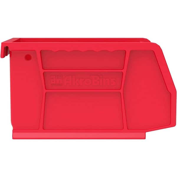 Akro-Mils - 30210 Series, 4 1/8 in. W x 5 3/8 in. D x 3 in. H, Red Plastic Stackable Storage Bins Hanging Organizer, 24-Pack