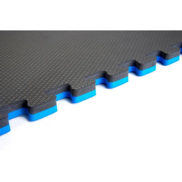 PROSOURCEFIT Rubber Top Thick Exercise Puzzle Mat Blue 24 in. x 24 in. x  0.75 in. EVA Foam Interlocking Tiles (6-Pack (24 sq. ft.) ps-2292-rtt-bb -  The Home Depot
