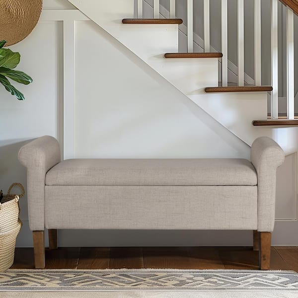 510 Design Aubrey Cream 46 in. Bedroom Bench with Storage