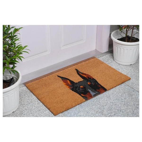 Black dog outlet doormat