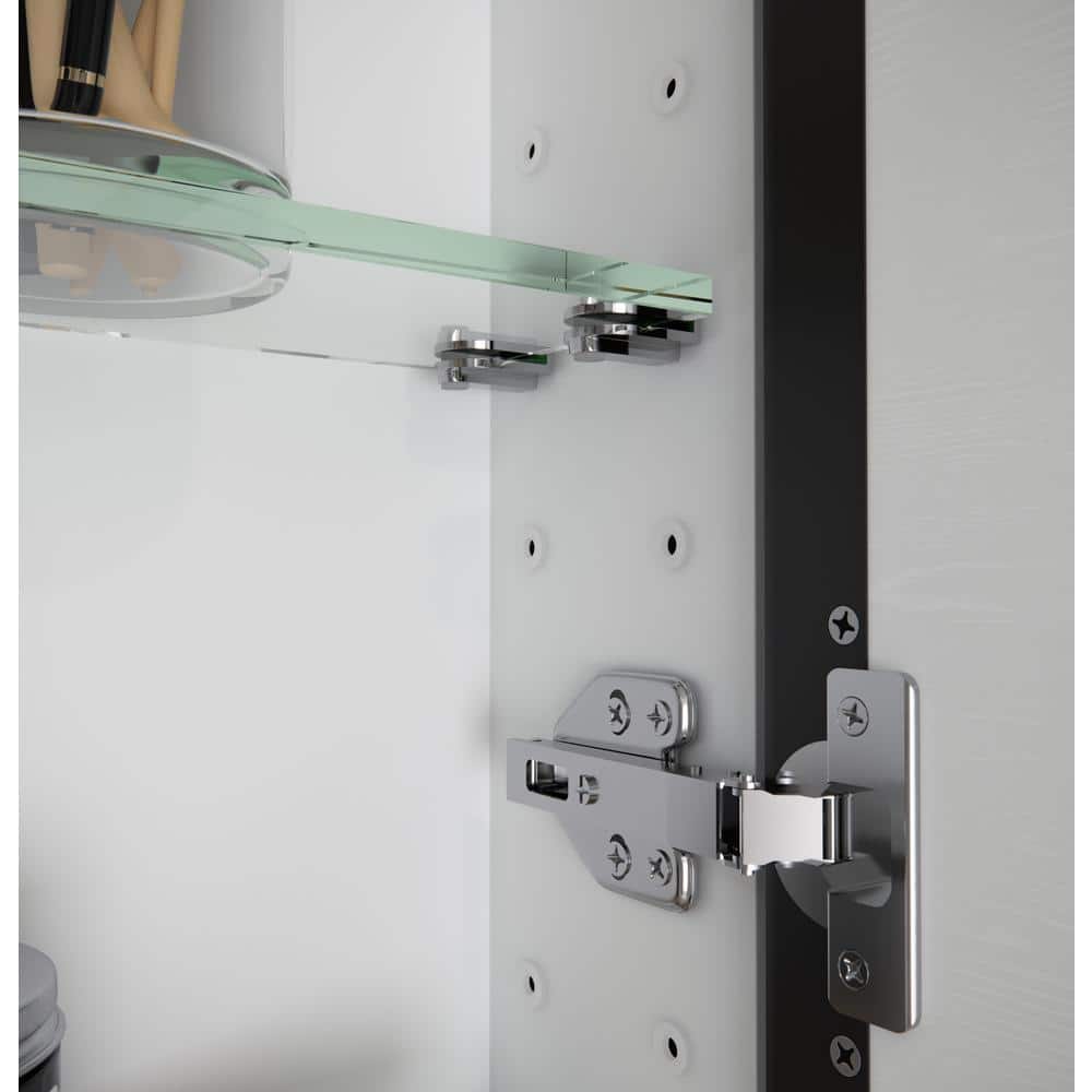 Black Stainless Steel Recessed Medicine Cabinet with Mirror