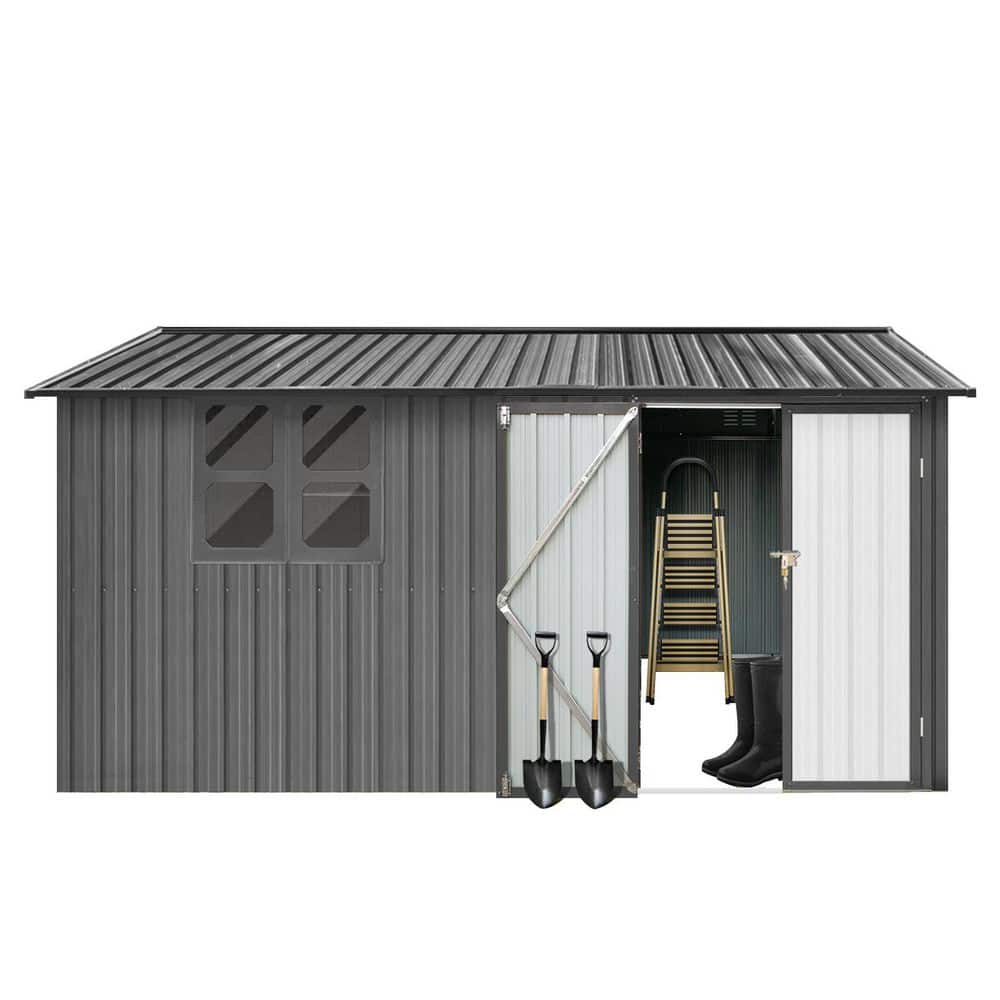 10 ft. W x 12 ft. D Metal Garden Shed with Windows, Outdoor Storage Sheds, Grey (120 sq. ft. ) price history on PriceWatchPro