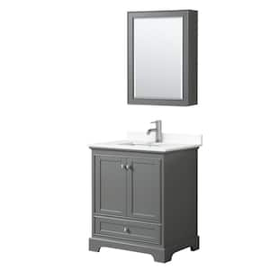 Deborah 30"W x 22"D Single Vanity in Dark Gray w/ Cultured Marble Vanity Top in White w/ Basin & Med Cab