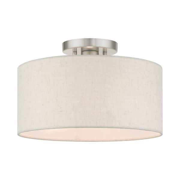 Livex Lighting Meadow 1 Light Brushed Nickel Semi Flush Mount