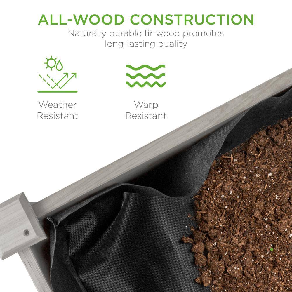 Gray Fir Wood Raised Garden Bed with Bed Liner, 34" x 18" x 30"