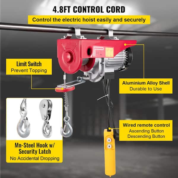 1500 Lb Overhead Electric Hoist Crane Lift Overhead Garage Winch w/ Remote 110V 