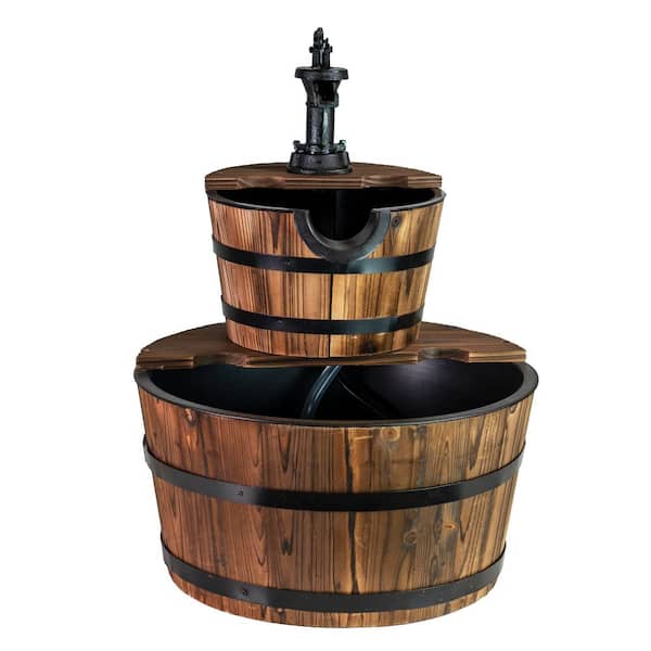 Wood 2-Tiered Country Fountain