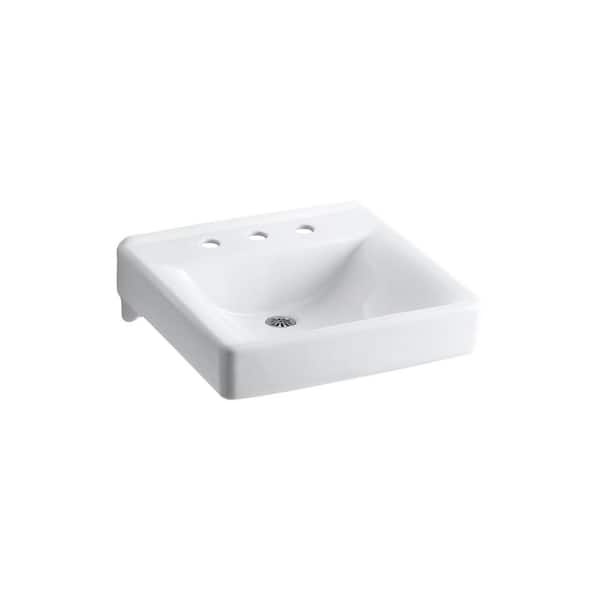 KOHLER Soho Vessel Sink in White with Widespread Faucet Holes and Sealed Overflow