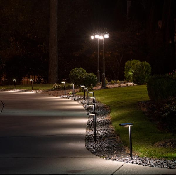 Gama Sonic Contemporary Solar Bronze Integrated LED Pathway Light with 3 Ground Stake Mounting Options 117i90480 - The Home Depot