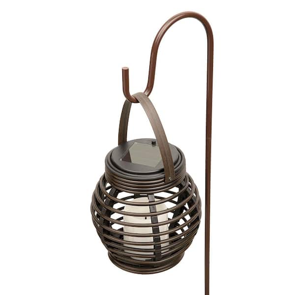 Alpine Corporation 34 in. Tall Black Outdoor Solar Powered Lantern
