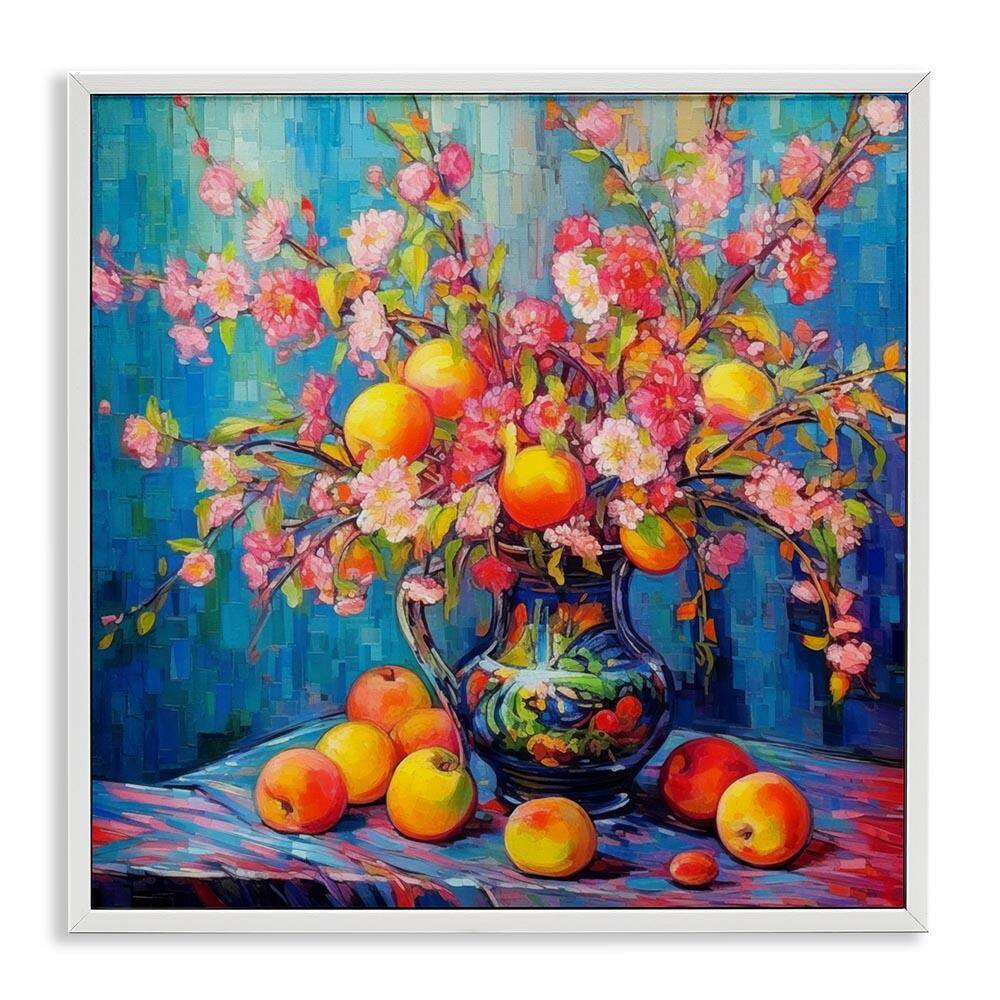Peach and Florals Bouquet by LSR Design Studio White Framed Nature Giclee Art Print 24 in. x 24 in. price history on PriceWatchPro