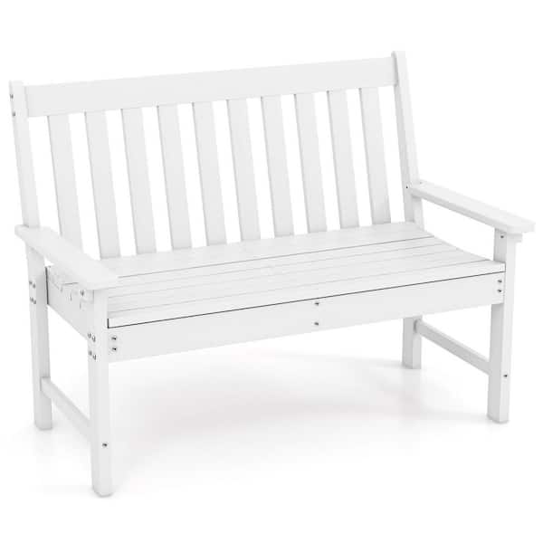 52 Inch 2-Person White Plastic Outdoor Bench