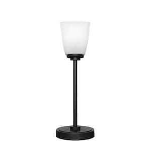 Quincy 16.5 in. Matte Black Accent Lamp With Glass Shade