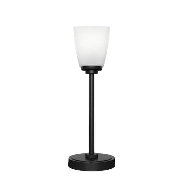 Unbranded Quincy 16.5 in. Matte Black Accent Lamp With Glass Shade