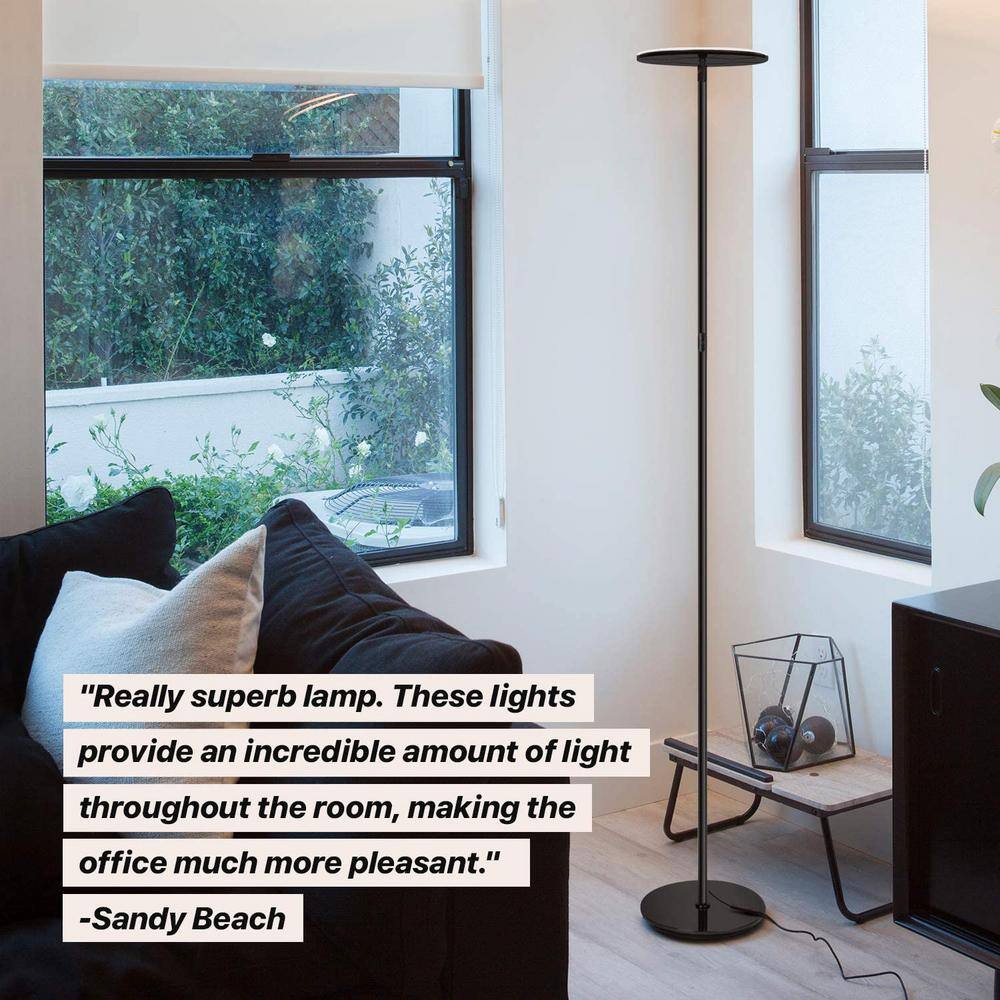 Sky 63" Gunmetal Black Adjustable LED Torchiere Floor Lamp