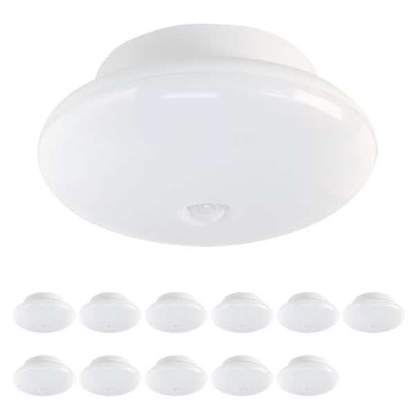 Feit Electric Screw in Light 7.5 in. White LED with Motion Sensor Flush Mount Ceiling Light 850 Lumens 3000K Warm White (12-Pack)