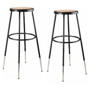 32 -39 in. Black Height Adjustable Heavy Duty Steel Frame Stool With Masonite Seat (Pack of 2)