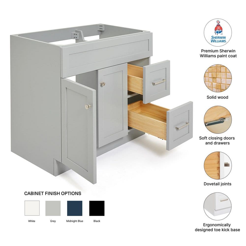 Hamlet 36" Gray Freestanding Single Vanity Cabinet