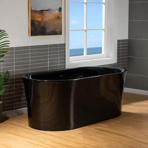 59 in. x 29.5 in. Soaking Bathtub with Center Drain in Black with Matte Black Trim