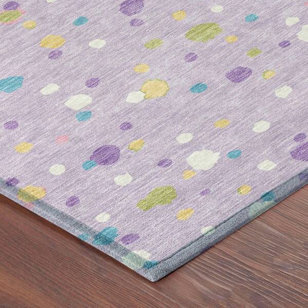 Chantille Machine Washable Indoor/Outdoor Abstract ACN2518 Lavender 8 ft. x 8 ft. Round Rug