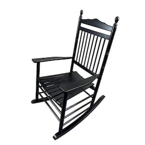 Black Wood Outdoor Rocking Chair Balcony Porch Adult Rocking Chair