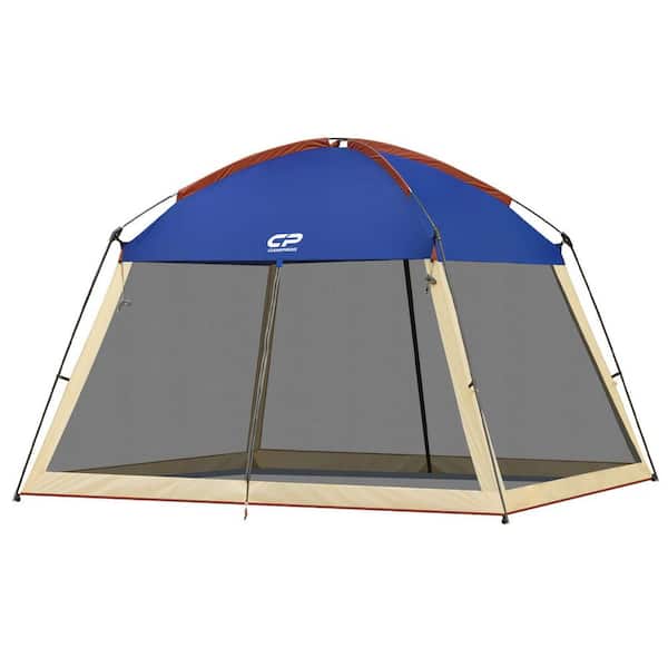 Unbranded 12 ft. x 12 ft. Screened Mesh Net Wall Canopy Tent for Outdoor Camping Activities Blue
