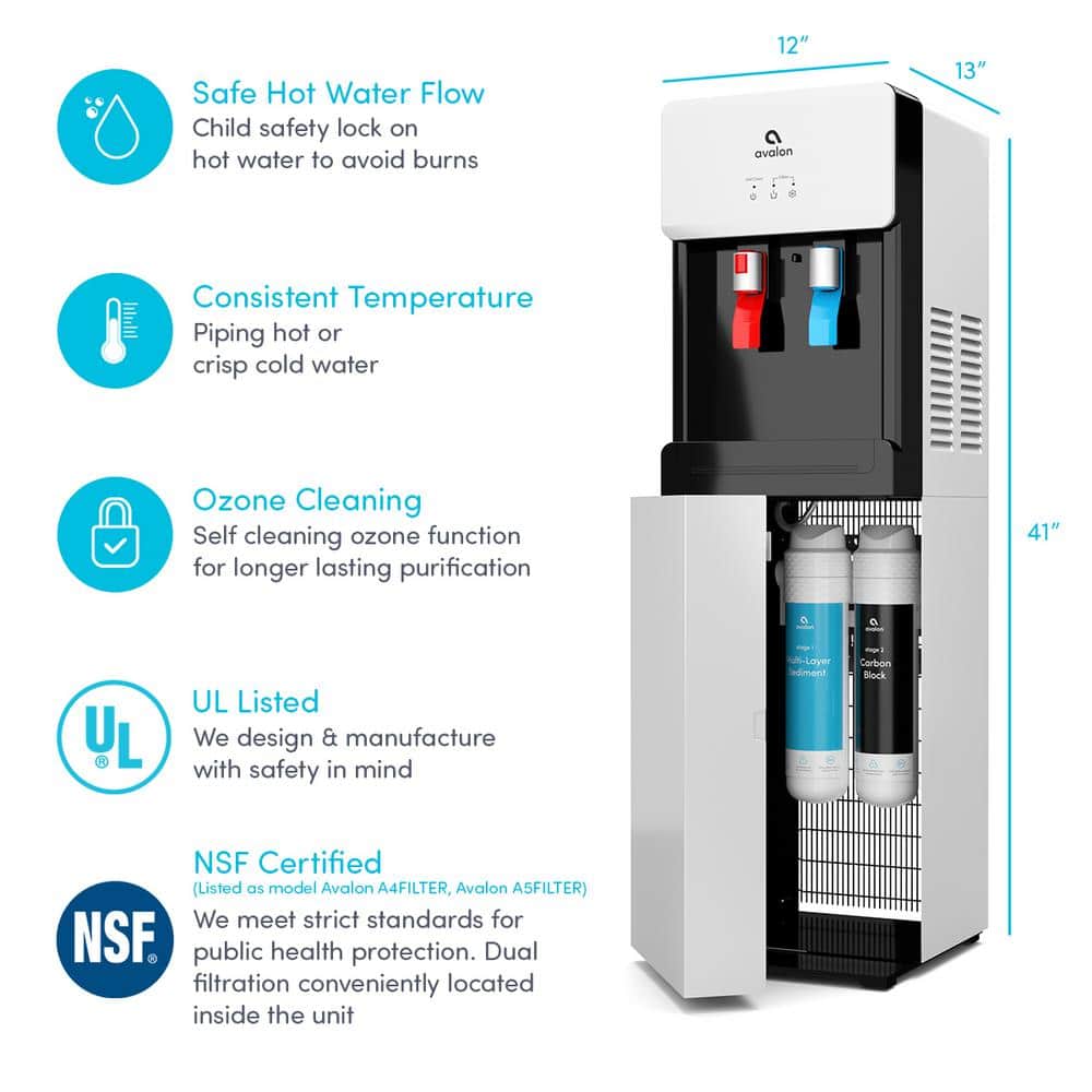 Avalon White Self-Cleaning Bottleless Hot/Cold Water Cooler