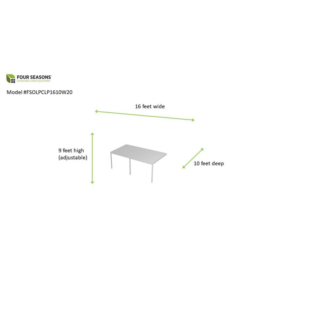 White Aluminum 16' x 10' Insulated Roof Patio Cover