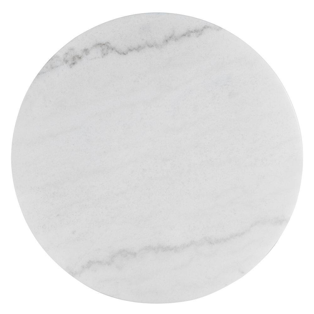 Vida 22 in. White Marble Top Round End Table - thumbnail 4