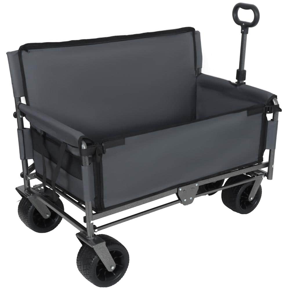 6.4 cu. ft. Folding Utility Wagon Cart in Gray with Bench Seat for Outdoor Lawn, Patio and Landscaping price history on PriceWatchPro