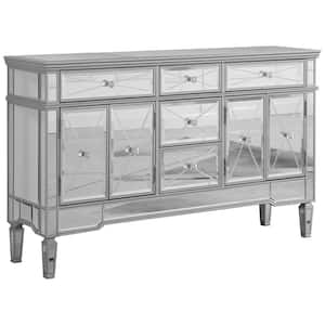 Myles 59 in. L Silver Mirrored Sideboard