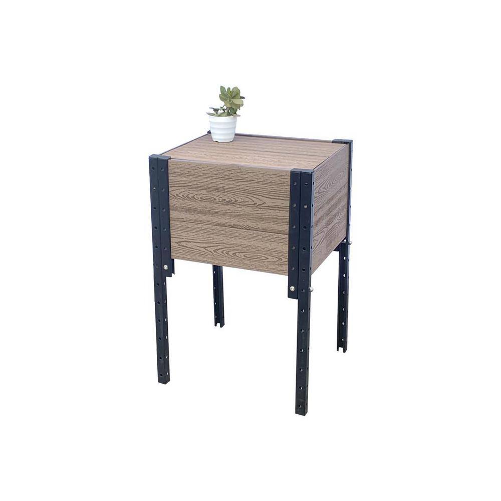 Brown Composite and Steel Elevated Planter Box for Indoor/Outdoor Use