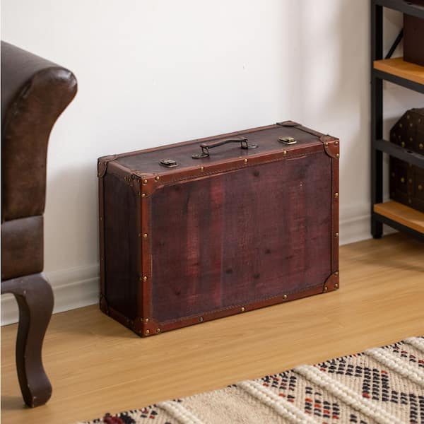 Vintiquewise Vintage-Style Wooden Display Suitcase Box w/ Faux