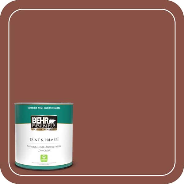 BEHR PREMIUM PLUS 1 qt. #PPU2-18 Spice Semi-Gloss Enamel Low Odor Interior Paint & Primer