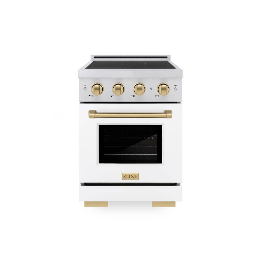 Autograph 24 in. Paramount Induction Range with 3 Element Cooktop in Satin Steel with White Door and Bronze Accents price history on PriceWatchPro