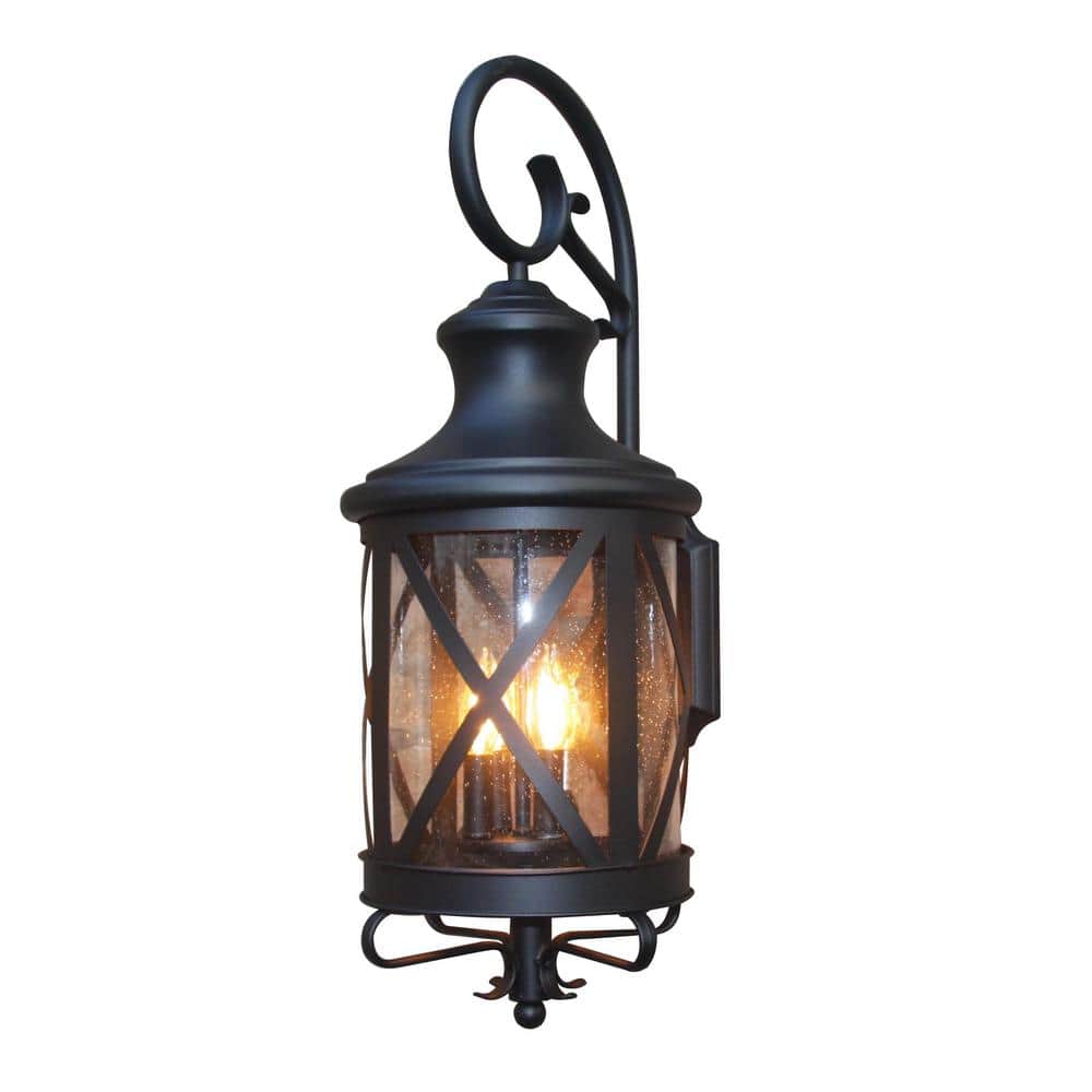 Taysom 3-Light Black Outdoor Wall Mount Barn Light Sconce