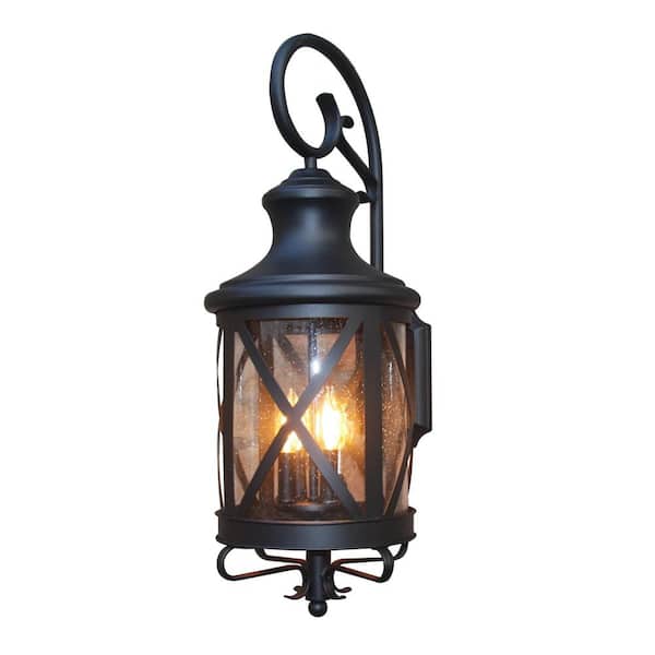 Unbranded Taysom 3-Light Black Outdoor Wall Mount Barn Light Sconce