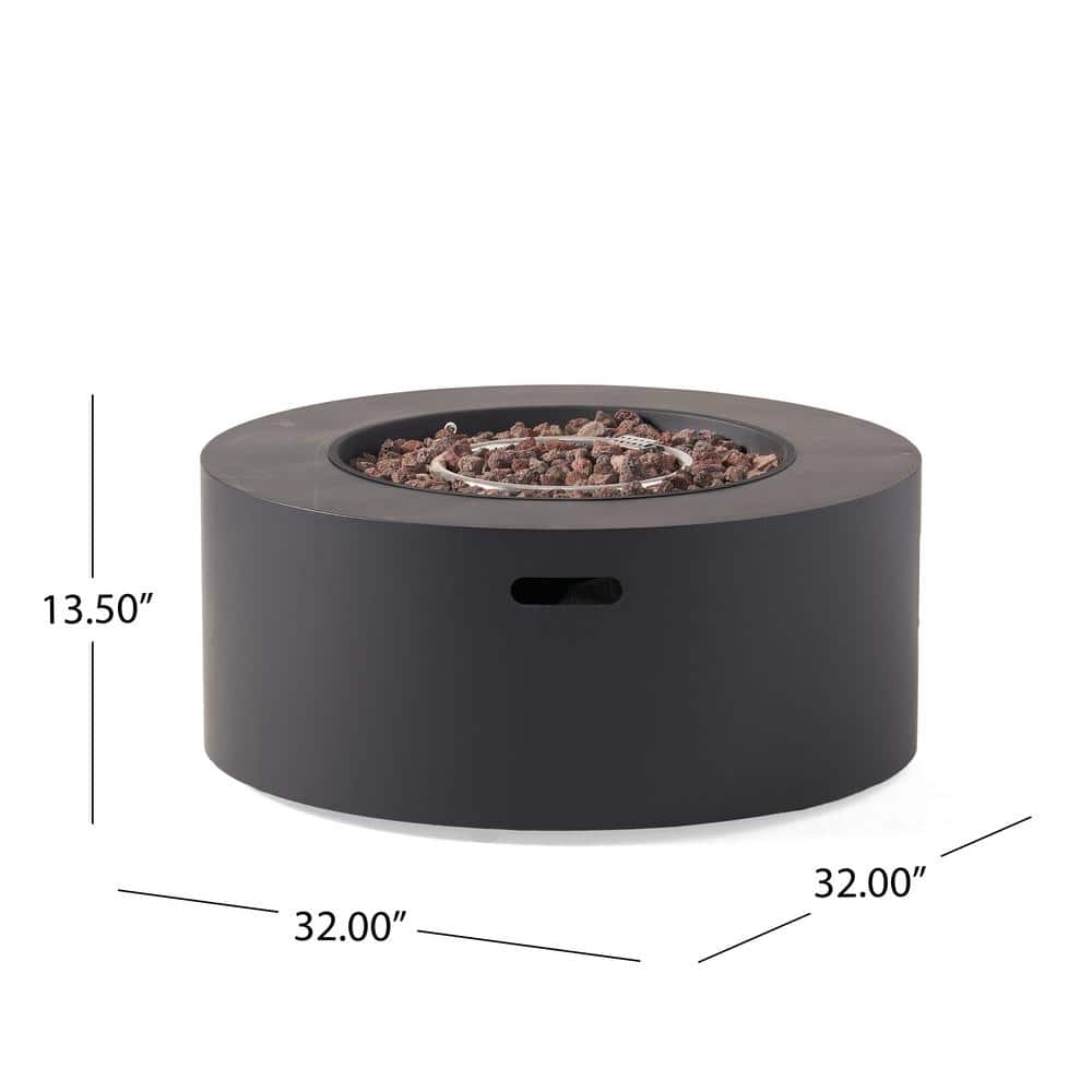 Dark Gray Round Iron Gas Fire Pit for Outdoor Seating