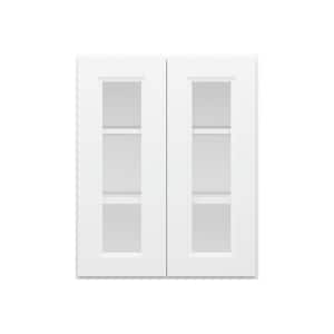 24 in. W x 12 in. D x 30 in. H in Traditional White Ready to Assemble Wall Kitchen Cabinet with No Glasses