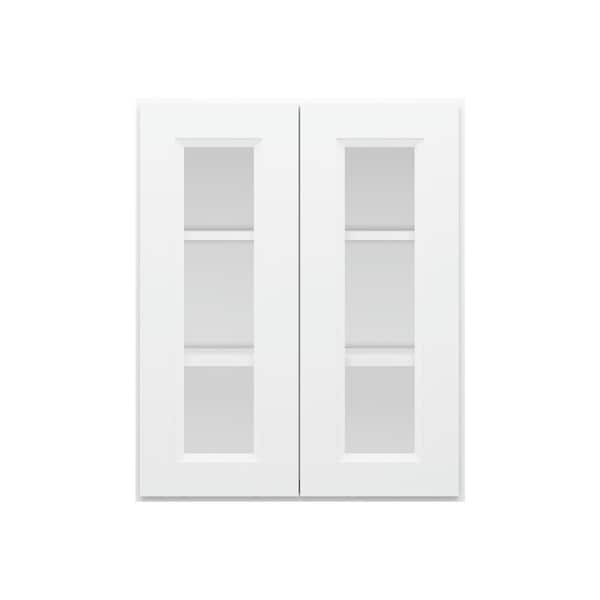 HOMLUX 24 in. W x 12 in. D x 30 in. H in Traditional White Ready to Assemble Wall Kitchen Cabinet with No Glasses