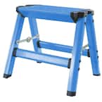 1-Step Aluminum Folding Step Stool with 325 lbs. Load Capacity in Neon Blue
