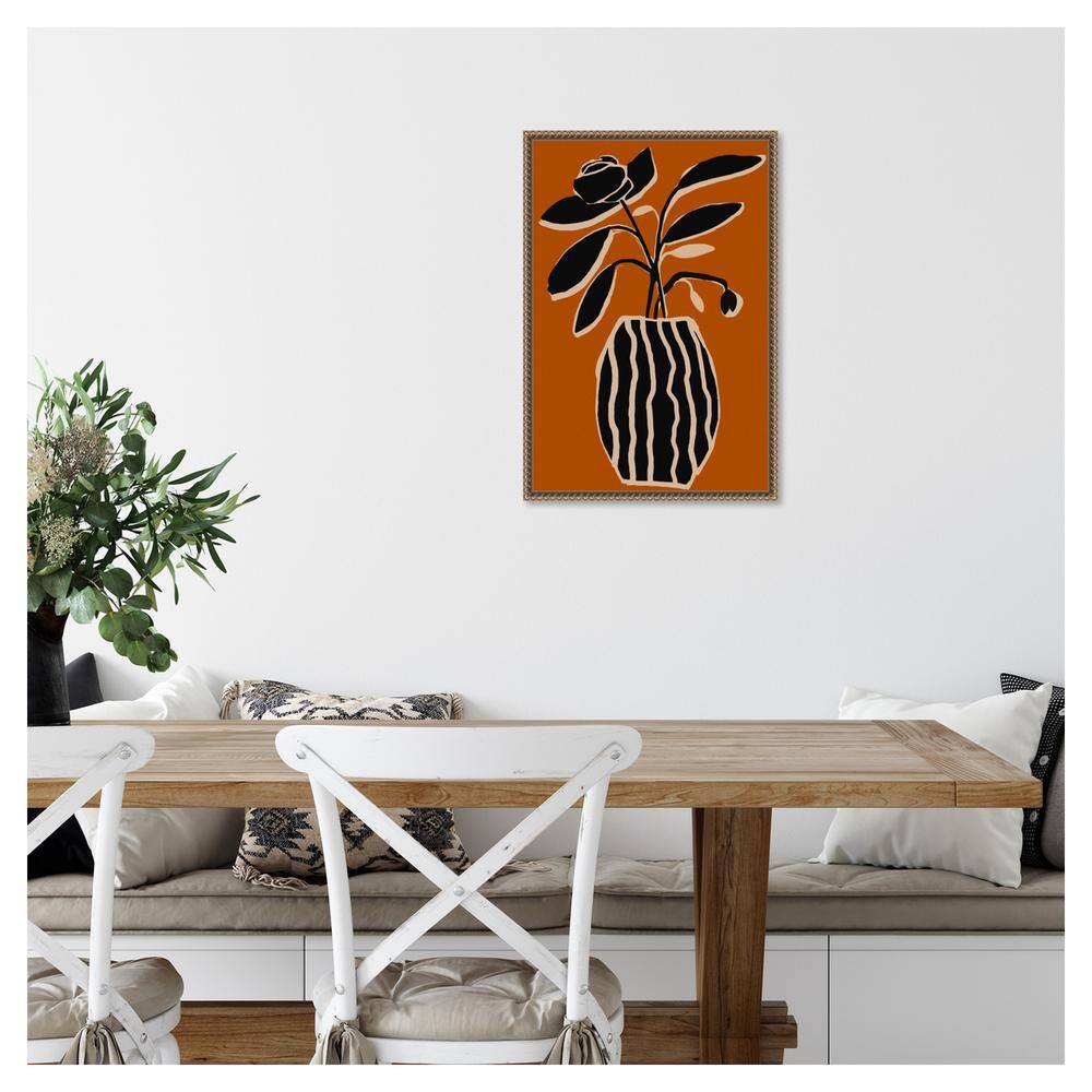 Ochre Still Life No 5 Abstract Canvas Art with Bronze Frame