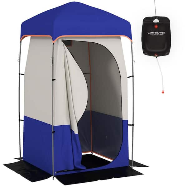 4.59 ft. x 4.59 ft. Portable Shower Tent, Privacy Shelter, Camping Dressing Changing Tent Room with Carry Bag in Blue