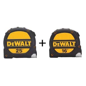 25 ft. and 16 ft. x 1-1/4 in. Tape Measure Set (2-Pack)