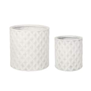 Corbett 13 in. and 10 in. Tall Antique White Lightweight Concrete Outdoor Planter Set (2-Pack)