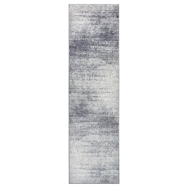 Unbranded Florida Gray 2 ft. 4 in. x 18 ft. Modern Abstract Runner Rug