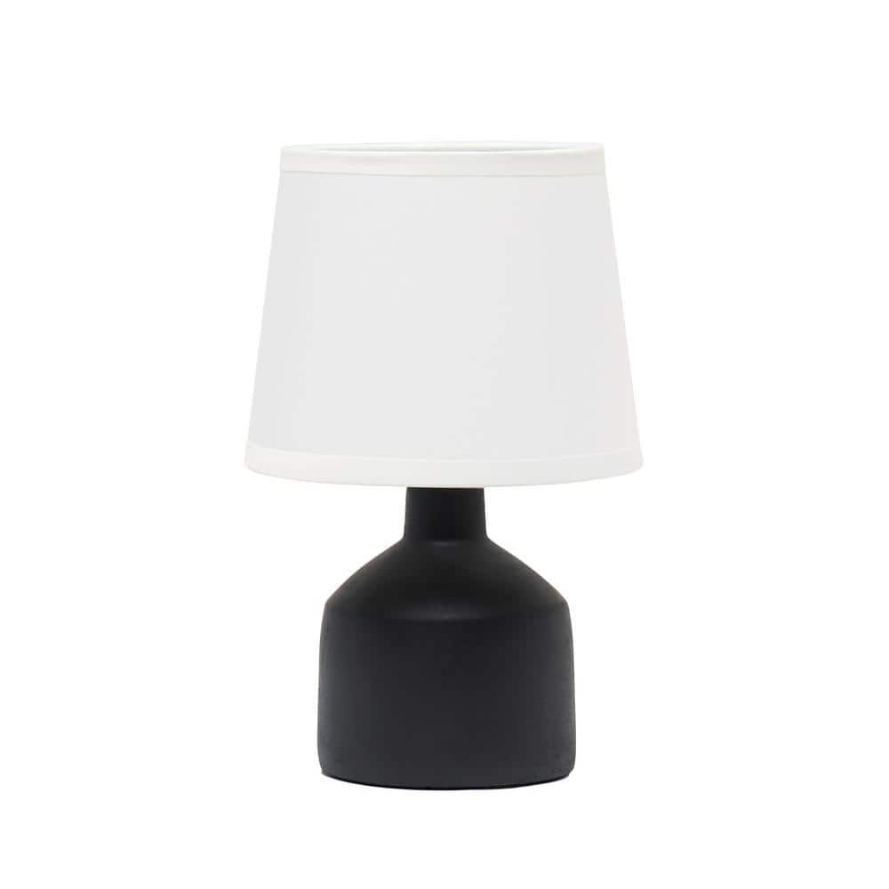 Simple Designs 9.4 in. Black Mini Bocksbeutal Concrete Table Lamp