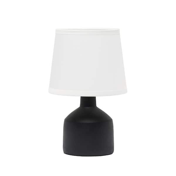Simple Designs 9.4 in. Black Mini Bocksbeutal Concrete Table Lamp