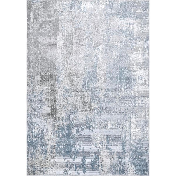 Iris Textured Abstract Blue 10 ft. x 14 ft. Indoor Area Rug